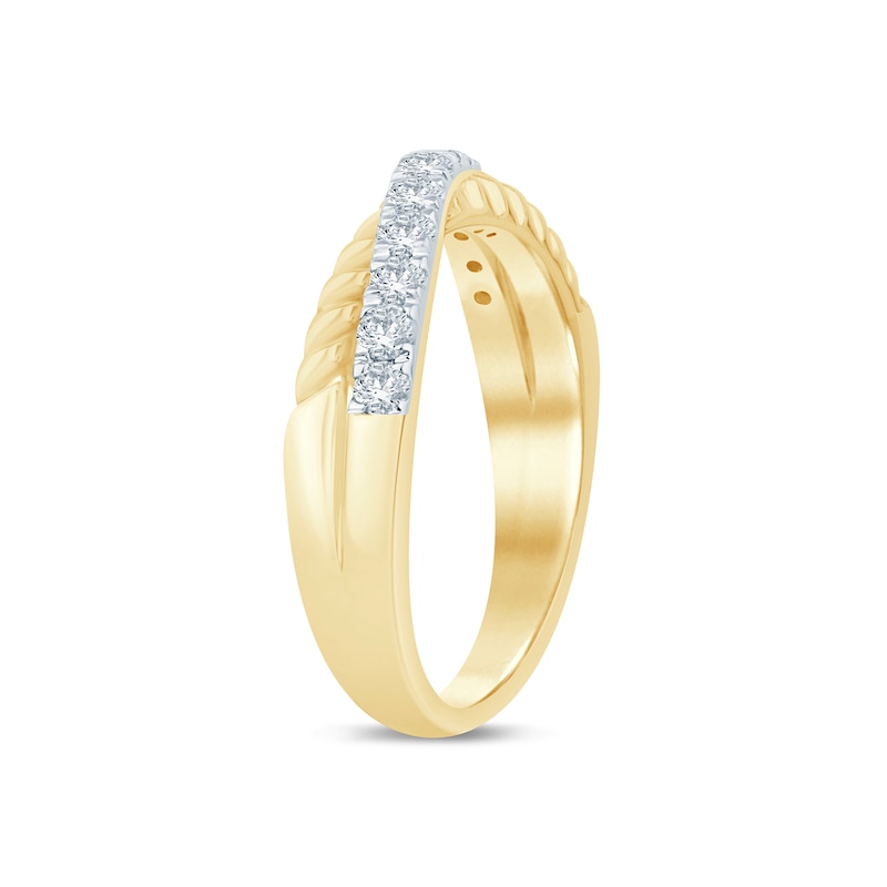 Main Image 2 of 1/2 CT. T.W. Certified Lab-Grown Diamond Rope Criss-Cross Ring in 14K Gold (F/SI2)