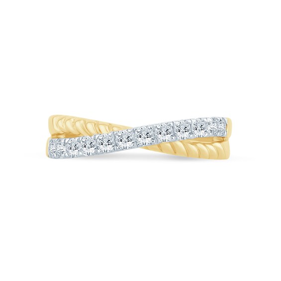1/2 CT. T.w. Certified Lab-Grown Diamond Rope Criss-Cross Ring in 14K Gold (F/Si2)