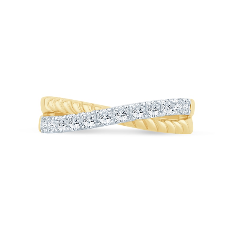 Main Image 3 of 1/2 CT. T.W. Certified Lab-Grown Diamond Rope Criss-Cross Ring in 14K Gold (F/SI2)