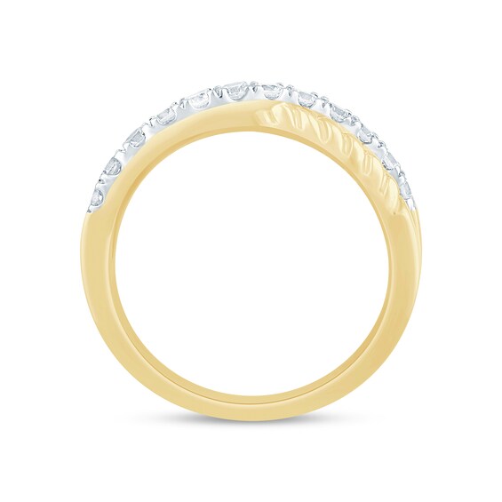 1/2 CT. T.w. Certified Lab-Grown Diamond Rope Criss-Cross Ring in 14K Gold (F/Si2)