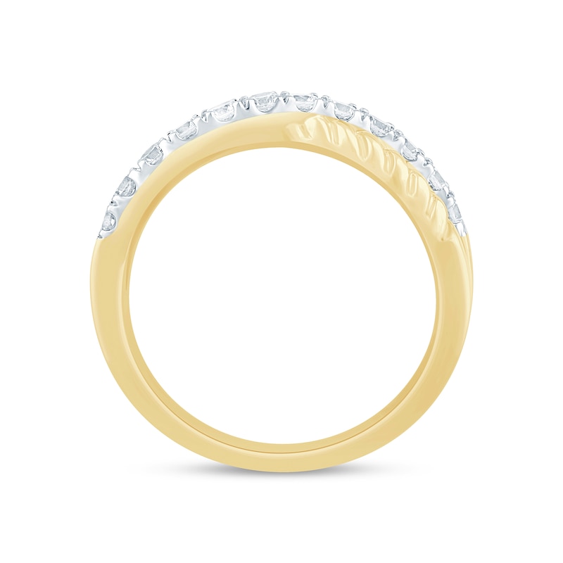 Main Image 4 of 1/2 CT. T.W. Certified Lab-Grown Diamond Rope Criss-Cross Ring in 14K Gold (F/SI2)