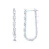 Thumbnail Image 2 of 1/2 CT. T.W. Diamond Station Rope-Textured U-Hoop Earrings in 10K White Gold