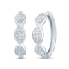 Thumbnail Image 1 of 1/4 CT. T.W. Marquise Multi-Diamond Three Stone Hoop Earrings in 10K White Gold