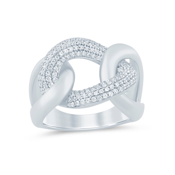 1/2 CT. T.w. Diamond Cuban Curb Link Ring in 10K Gold