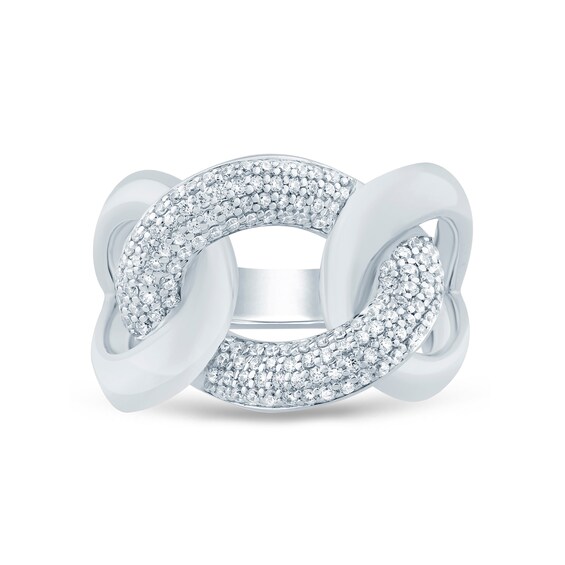 1/2 CT. T.w. Diamond Cuban Curb Link Ring in 10K Gold