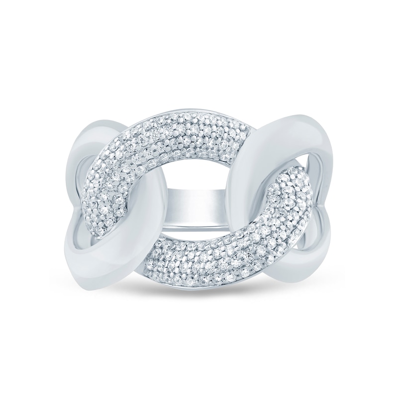 Main Image 2 of 1/2 CT. T.W. Diamond Cuban Curb Link Ring in 10K White Gold