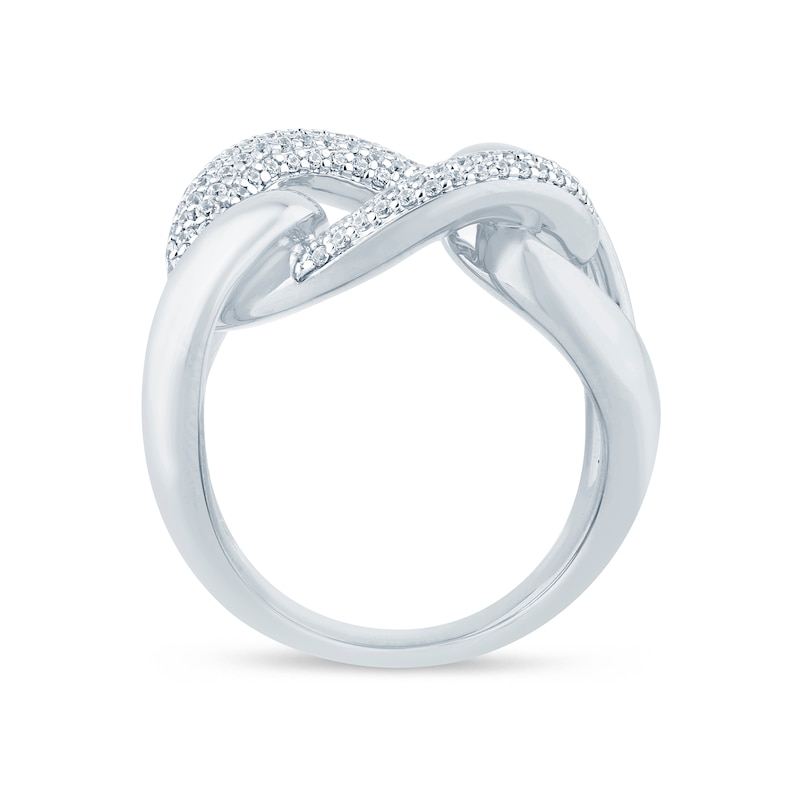 Main Image 3 of 1/2 CT. T.W. Diamond Cuban Curb Link Ring in 10K White Gold