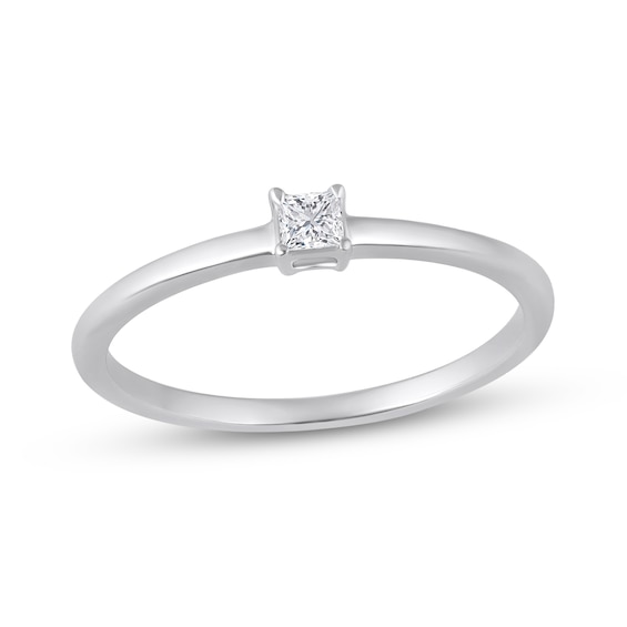 1/10 CT. Princess-Cut Diamond Solitaire Ring in 10K White Gold (I/I1)