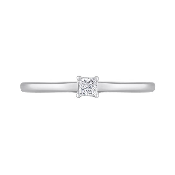 1/10 CT. Princess-Cut Diamond Solitaire Ring in 10K White Gold (I/I1)