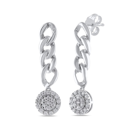 1/4 CT. T.w. Multi-Diamond Curb Chain Drop Earrings in 10K White Gold