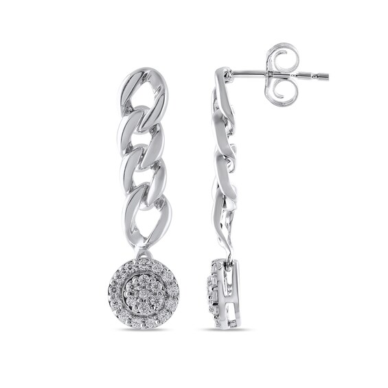 1/4 CT. T.w. Multi-Diamond Curb Chain Drop Earrings in 10K White Gold