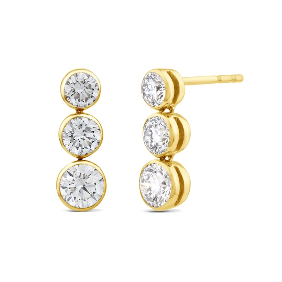 1 CT. T.w. Certified Lab-Grown Diamond Graduated Three Stone Drop Earrings in 14K Gold (F/Si2)