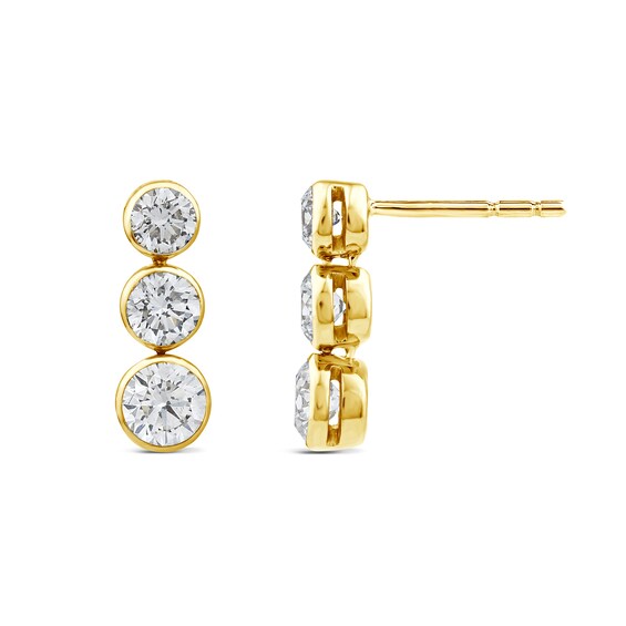 1 CT. T.w. Certified Lab-Grown Diamond Graduated Three Stone Drop Earrings in 14K Gold (F/Si2)