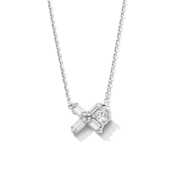 Zales x Nungu 1/2 CT. T.w. Baguette and Round Diamond "Xo" Necklace in 14K White Gold