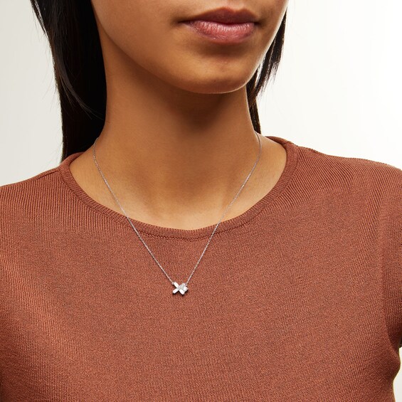 Zales x Nungu 1/2 CT. T.w. Baguette and Round Diamond "Xo" Necklace in 14K White Gold