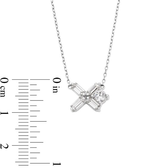Zales x Nungu 1/2 CT. T.w. Baguette and Round Diamond "Xo" Necklace in 14K White Gold