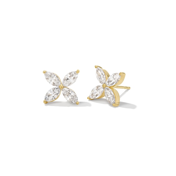 Zales x Nungu 1-1/2 CT. T.w. Marquise Diamond Flower Stud Earrings in 14K Gold