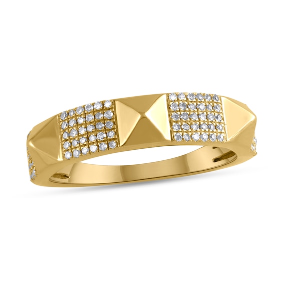 1/4 CT. T.w. Multi-Diamond Station Spike Ring in Sterling Silver with 14K Gold Plate