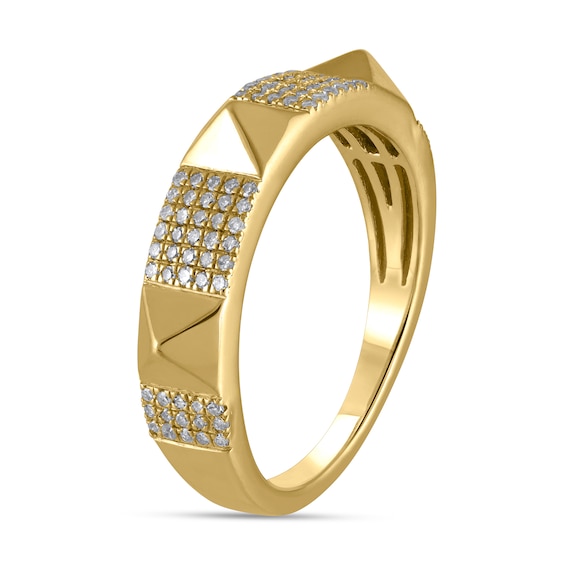 1/4 CT. T.w. Multi-Diamond Station Spike Ring in Sterling Silver with 14K Gold Plate