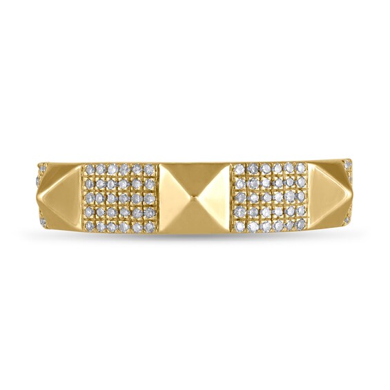 1/4 CT. T.w. Multi-Diamond Station Spike Ring in Sterling Silver with 14K Gold Plate