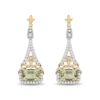 Thumbnail Image 1 of Enchanted Disney Tiana Emerald-Cut Green Quartz and Peridot with Diamond Drop Earrings in Sterling Silver and 10K Gold