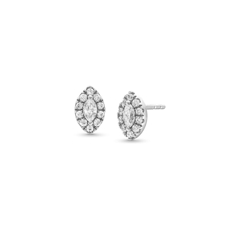 Main Image 1 of 1/5 CT. T.W. Marquise Diamond Frame Stud Earrings in 10K White Gold