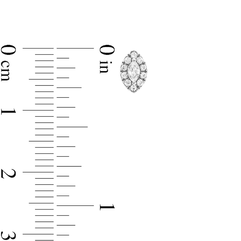 Main Image 3 of 1/5 CT. T.W. Marquise Diamond Frame Stud Earrings in 10K White Gold