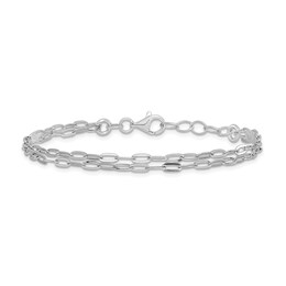 2.25mm Double Strand Cable Chain Bracelet in Solid Sterling Silver - 8&quot;