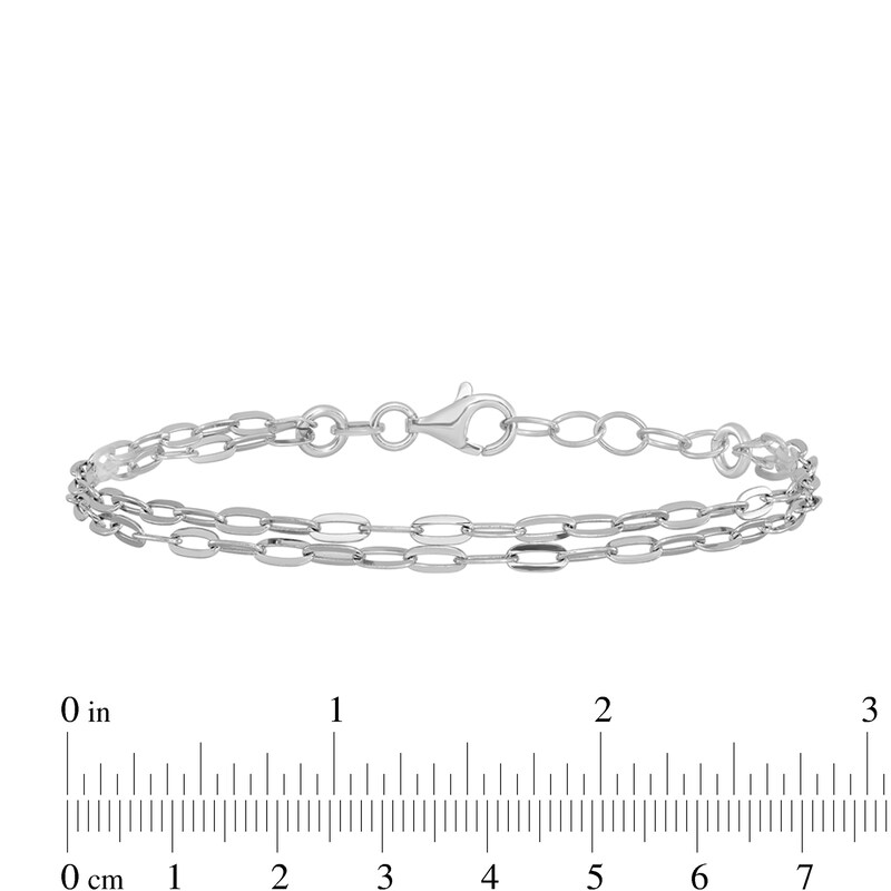 Main Image 4 of 2.25mm Double Strand Cable Chain Bracelet in Solid Sterling Silver - 8"