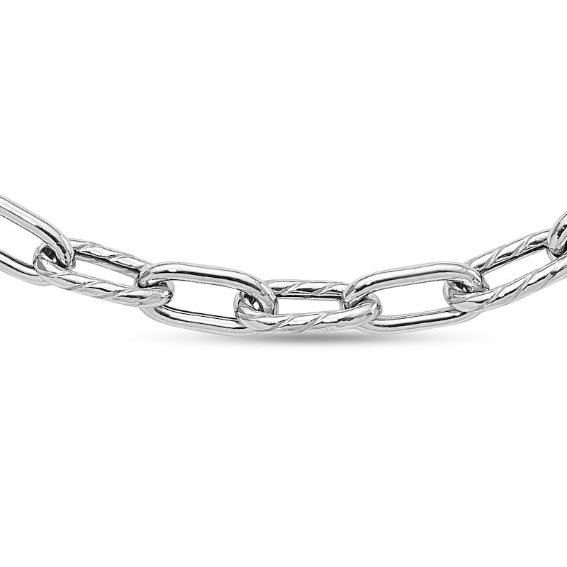 Main Image 1 of 5.6mm Polished and Textured Alternating Paper Clip Chain Necklace in Solid Sterling Silver - 18"