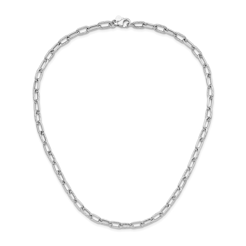 Main Image 2 of 5.6mm Polished and Textured Alternating Paper Clip Chain Necklace in Solid Sterling Silver - 18"