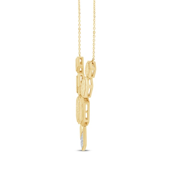 1/10 CT. T.w. Diamond Textured Honeycomb Necklace in Sterling Silver with 14K Gold Plate - 18.47"