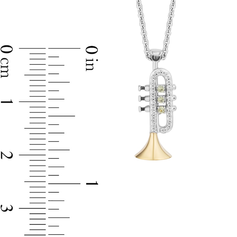 Main Image 3 of Collector’s Edition Enchanted Disney The Princess and the Frog Trumpet Pendant in Sterling Silver and 10K Gold