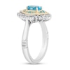 Thumbnail Image 2 of Enchanted Disney Jasmine Oval Swiss Blue Topaz and 1/5 CT. T.W. Diamond Arabesque Ring in Sterling Silver and 10K Gold