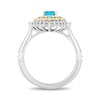 Thumbnail Image 3 of Enchanted Disney Jasmine Oval Swiss Blue Topaz and 1/5 CT. T.W. Diamond Arabesque Ring in Sterling Silver and 10K Gold