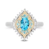 Thumbnail Image 4 of Enchanted Disney Jasmine Oval Swiss Blue Topaz and 1/5 CT. T.W. Diamond Arabesque Ring in Sterling Silver and 10K Gold