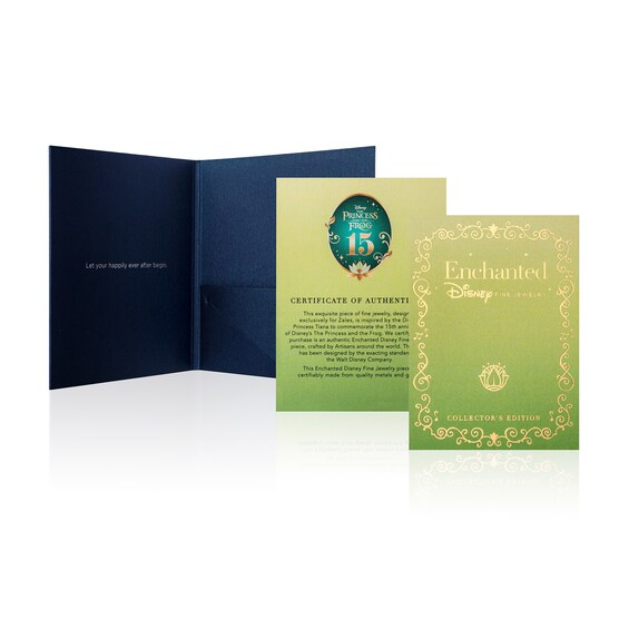 Enchanted Disney Tiana Emerald-Cut Green Quartz and Peridot with Diamond Pendant in Sterling Silver and 10K Gold - 19â
