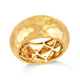 Domed Textured Ring in Sterling Silver with 14K Gold Plate