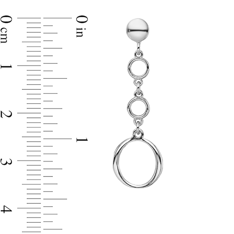 Main Image 2 of Triple Drop Circle Dangle Earrings in Hollow Sterling Silver