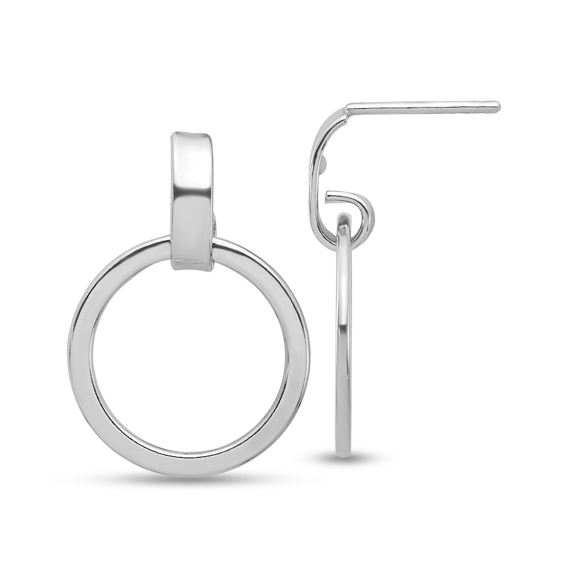 Main Image 1 of Lightweight Circle Drop Earrings in Sterling Silver