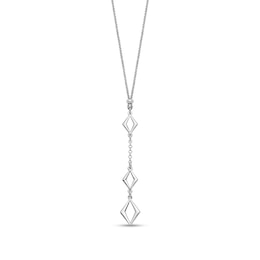 Diamond-Shaped Dangle "Y" Necklace in Sterling Silver - 17”