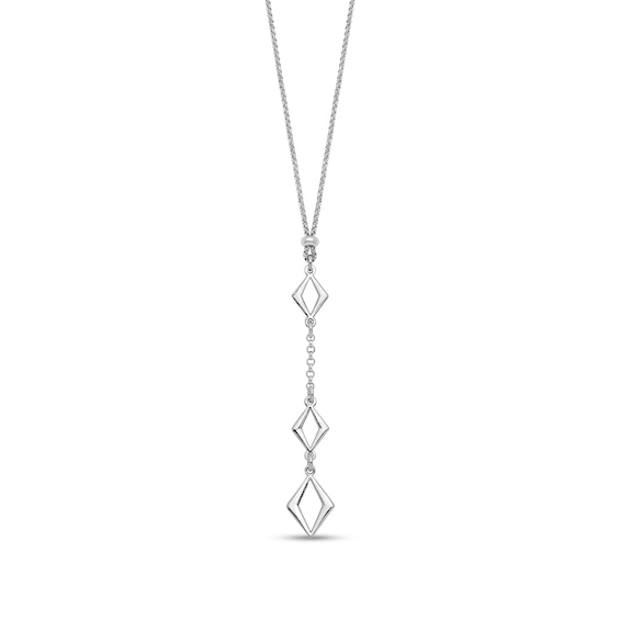 Diamond-Shaped Dangle "Y" Necklace in Sterling Silver - 17”
