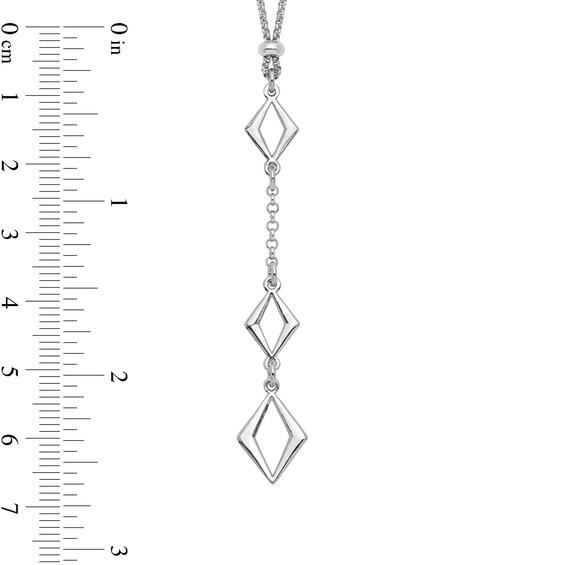 Diamond-Shaped Dangle "Y" Necklace in Sterling Silver - 17”