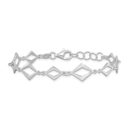 Diamond-Shaped Link Bracelet in Hollow Sterling Silver - 6.5”