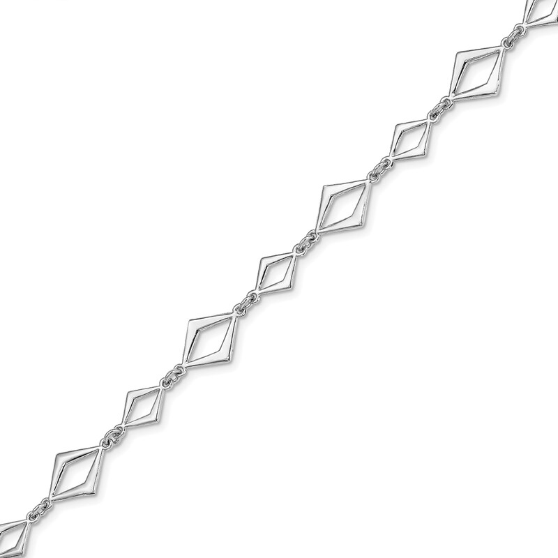 Main Image 2 of Diamond-Shaped Link Bracelet in Hollow Sterling Silver - 6.5”