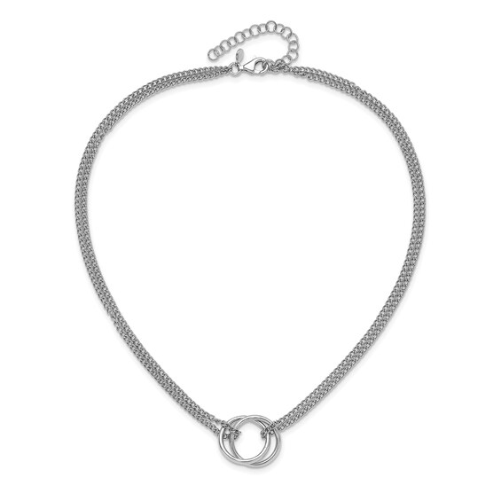 Double Circle Multi-Strand Curb Chain Necklace in Sterling Silver