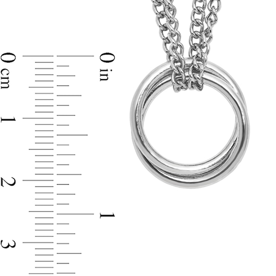 Double Circle Multi-Strand Curb Chain Necklace in Sterling Silver