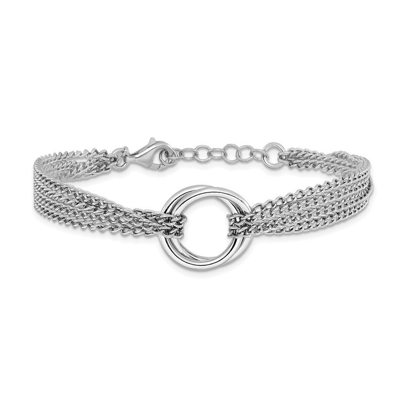 Main Image 1 of Double Circle Multi-Strand Curb Chain Bracelet in Sterling Silver - 8”