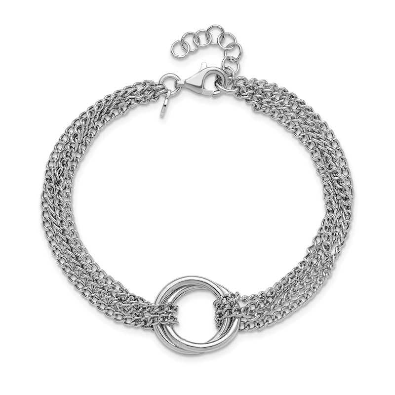 Main Image 2 of Double Circle Multi-Strand Curb Chain Bracelet in Sterling Silver - 8”