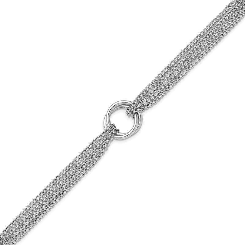 Main Image 3 of Double Circle Multi-Strand Curb Chain Bracelet in Sterling Silver - 8”